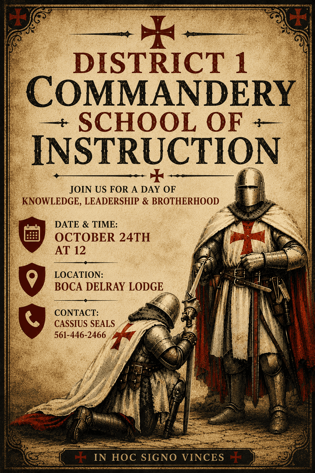 Grand Commandery of Knights Templar of Florida District No. 1 School of Instruction Flyer