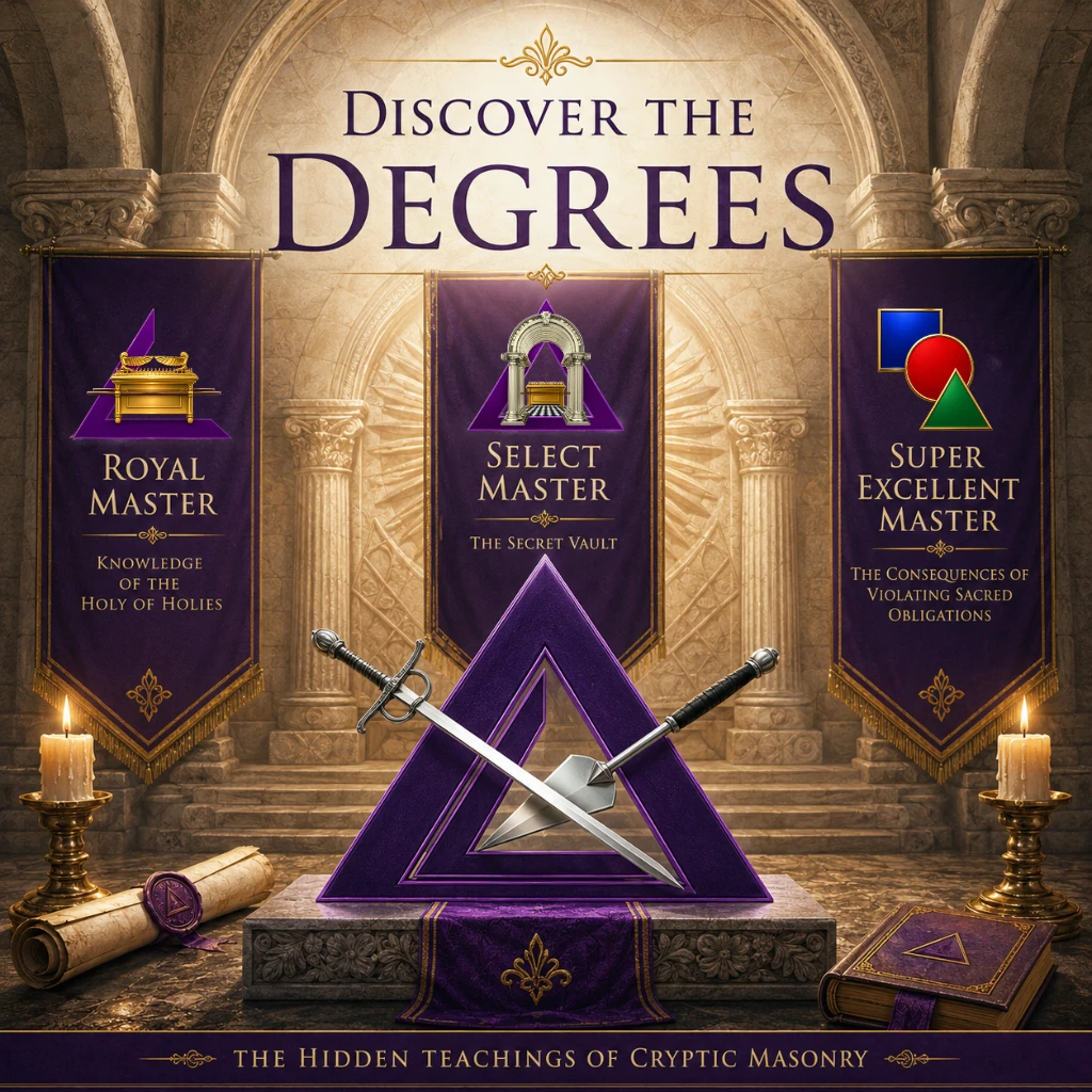 Degrees of Cryptic Masonry including Royal Master, Select Master and Super Excellent Master
